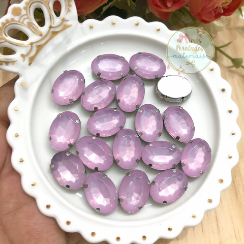 Chaton pedraria oval lavanda - 5 unidades