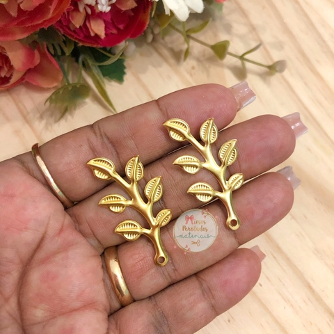 Aplique de metal ramo dourado - unidade