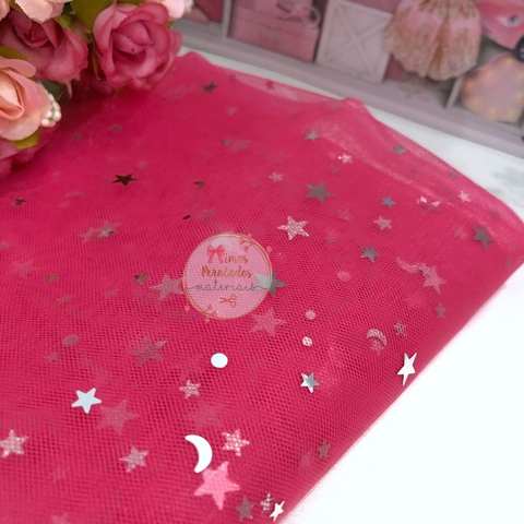 Tecido tule com estrelas - 50cm*50cm