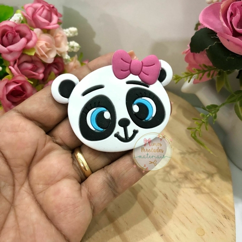 Aplique emborrachado Panda G com lacinho - unidade