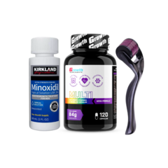 KIT 1 KIRKLAND 5% + 1 MULTIVITAMÍNICO GROWTH + 1 DERMAROLLER 0,5mm