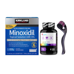 KIT 6 KIRKLAND 5% + 1 MULTIVITAMÍNICO + 1 DERMAROLLER 0,5mm
