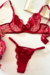 Conjunto Liz Sem Bojo Tule e Corações Vermelho