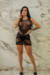 Mini Vestido Sensual Bodystocking - Preto - D'Mulher 