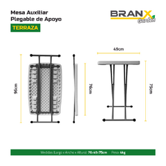 Mesa Auxiliar Plegable De Apoyo Branx Garden Terraza - tienda online