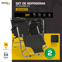 Imagen de Reposera Plegable Playa Jardín Camping Acero X2 Branx