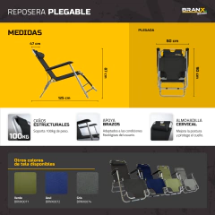 Reposera Plegable Playa Jardín Camping Acero X2 Branx