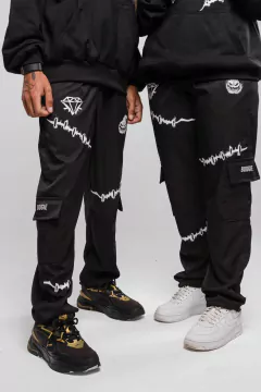 Calça Cargo Black Boogyeman - GLOW IN THE DARK - DROP SORRISO DEMONIACO