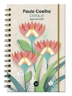 AGENDA PAULO COELHO 2025. CORAJE ANILLADA FLORES VERDE