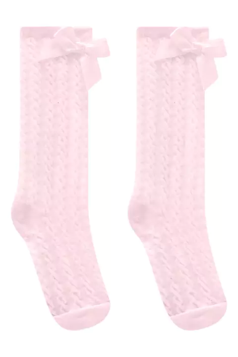 Meia 3/4 Infantil Trabalhada Laço Delicado - Infanti