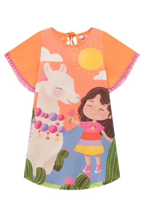 Vestido Infantil em Meia Malha Lhama Menininha Fofa - Kukiê