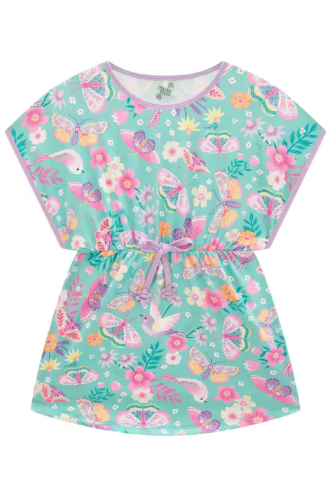 Saída de Praia infantil em Malha Uv Dry Froral Lúdico com Proteção Uv 50+ Flora by Infanti