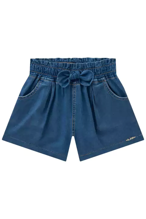 Shorts Infantil Jeans Laço Cintura - Kukie