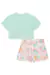 Conjunto Infantil Blusa Boxy Over em M.Malha e Shorts em Moletom Linho Colors Arco-íris Alecrim By kukie na internet
