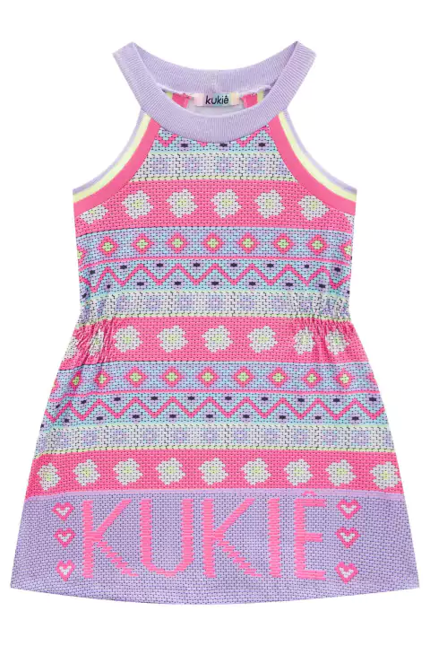Vestido Infantil em Malha Power Regata Estilo Crochê - kukiê