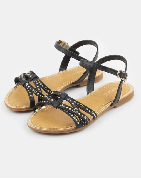 Sandália Infantil Cherrie Com Pedrarias Preta - Pampili