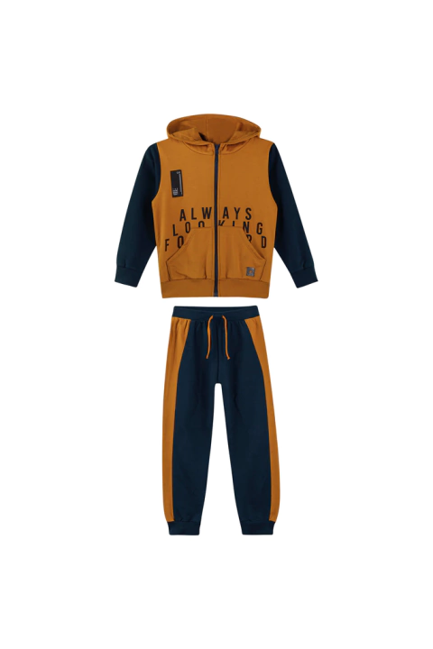 Conjunto Infantil Jaqueta c/Capuz e Calça Punho em Moletom Peluciado - Colorittá