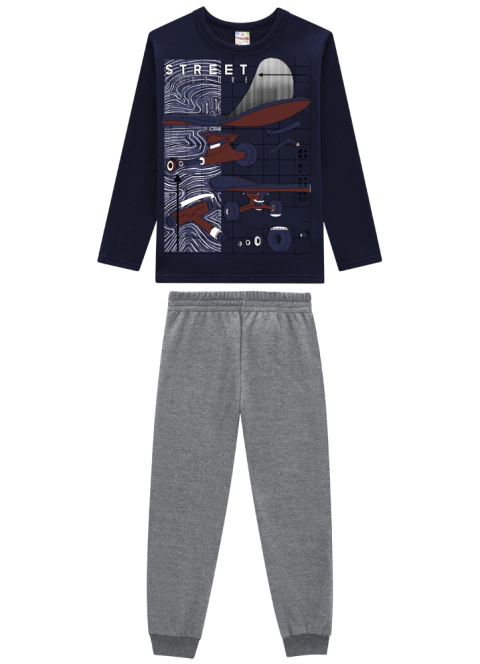 Conjunto Infantil Blusão e Calça Jogger em Moletom Peluciado Skate - Brandili