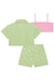 Conjunto Trio Infantil Top Faixa em Canelado Camisa Boxy e Shorts Margaridas em Viscose - Kukiê na internet