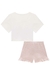 Conjunto Pijama Infantil Blusa Boxy Over em M. Malha Ursinhas e Shorts em Malha Confort Listrada - Kukiê na internet
