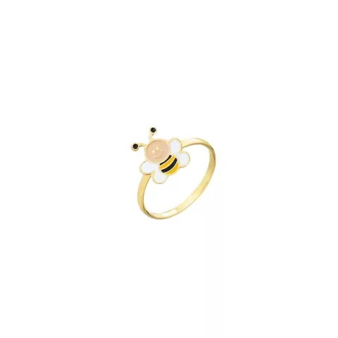 Anel Infantil Abelhinha Resinado Folheado a Ouro