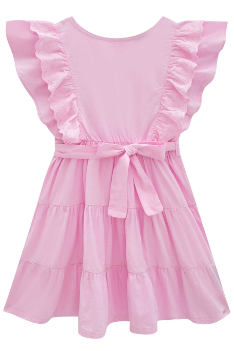Vestido Infantil em Tricoline Babados e Faixa Princess by Infanti