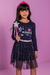 Vestido em Malha Magical Azul Marinho com Saia em Tule Estrelas e Varinha - Kukie - comprar online