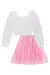 Conjunto Infantil Blusa Boxy em Tricoline c/Aplique de Pérolas e Saia em Tule Brilho - Kukie na internet
