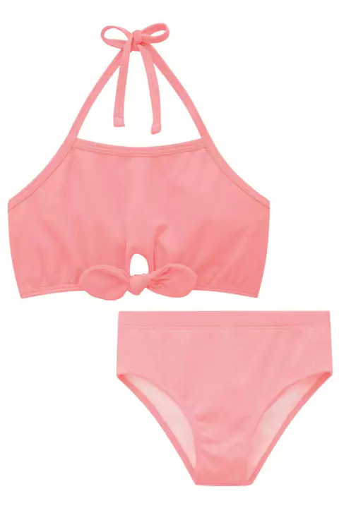 Biquíni Infantil com Proteção UV50+ Nó Frontal Neon- Kukie