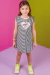 Vestido Infantil em Malha Canelada Listrado Branco/Preto com Estampa de Coração com Aplique de Pérolas e Paetês -Infanti - comprar online