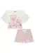 Conjunto Pijama Infantil Blusa Boxy Over em M. Malha Ursinhas e Shorts em Malha Confort Listrada - Kukiê