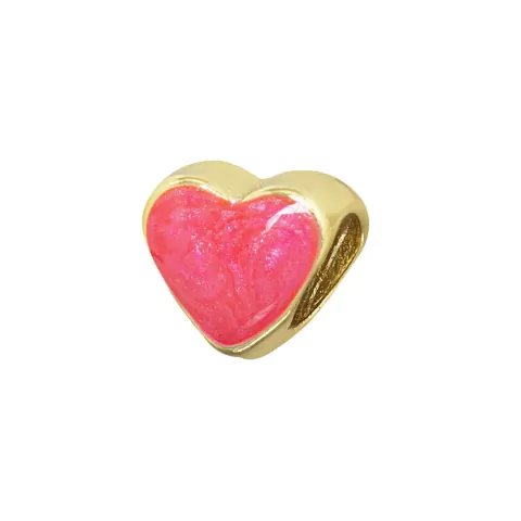 Berloque Infantil Passante Coração Resinado Folheado a Ouro