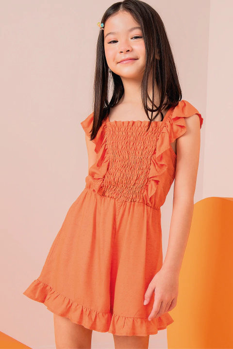 Macaquinho Infantil em Viscose Babados Frontal - Infanti