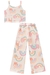 Conjunto Infantil Cropped Alça e Calça Pantacourt em Moletom Linho Arco-íris Alecrim by Kukiê na internet