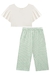 Conjunto Infantil Blusa Cropped Over em M. Malha Tucano e Calça Midi em Moletinho Linho Listrada Flora by Infanti - comprar online