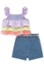 Conjunto Infantil Blusa Boxy em Crepe Span Três Marias com Shorts-saia em Jeans Arkansas - Infanti na internet