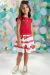 Conjunto Infantil Blusa Boxy e Saia Rodada Estampa Laço Vermelho - Infanti - comprar online