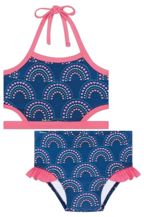 Biquíni Infantil Estampado Mini Corações - Kukie