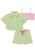 Conjunto Trio Infantil Top Faixa em Canelado Camisa Boxy e Shorts Margaridas em Viscose - Kukiê
