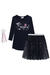 Vestido em Malha Magical Azul Marinho com Saia em Tule Estrelas e Varinha - Kukie