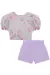 Conjunto Infantil Blusa Boxy em Malha Fresh Floral Xadrez e Shorts em Sarja Flora by Infanti