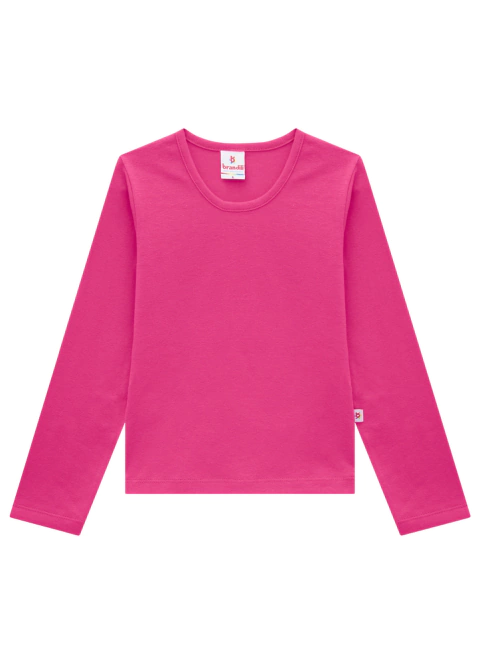 Blusa Infantil em Cotton Manga Longa Básica Feminina - Brandili