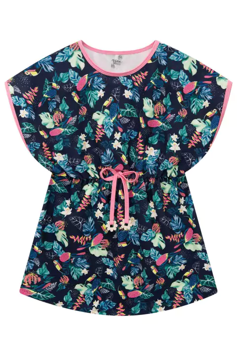 Saída de Praia Infantil em Malha UV DRY com Proteção UV 50 + Estampa Floral Tucano - Infanti
