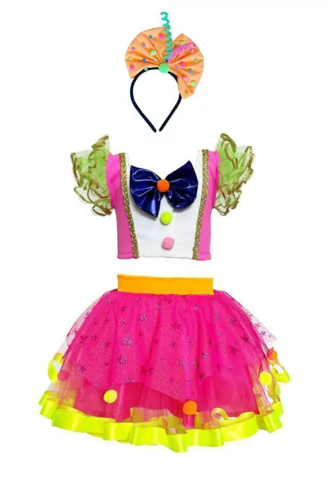 Fantasia Infantil Palhacinha/Circo Carnaval Acompanha Tiara- Fanfarrinha