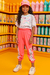 Conjunto Trio Infantil Top Cropped em Neo Fresh Borboletas Arco-íris Boxy Over em Tela e Calça em Nylon c/Tela - Kukiê - comprar online