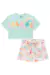 Conjunto Infantil Blusa Boxy Over em M.Malha e Shorts em Moletom Linho Colors Arco-íris Alecrim By kukie