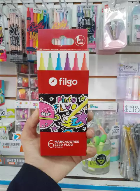 MARCADORES FILGO FLUO x6 punta 2.5mm
