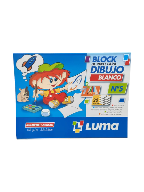 Block de papel para dibujo blanco N°5 Luma