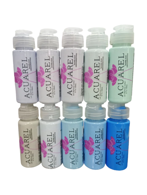 Pintura Acrílica Acuarel tonos Celestes