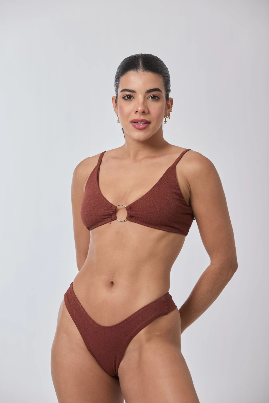 Calcinha Asa Creponado Marrom